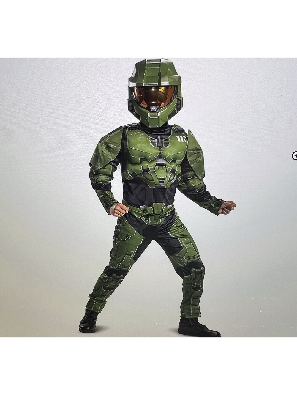 HALO  MASTER CHIEF MUSCLE  JUMPSUIT+ Mask HALLOWEEN COSTUME Kid M 7-8y